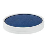 Lids, Flat, Bio Tek, Paper, Blue & White Stripe, Round, for 12 Ounce Soup Container,8 - 25 COUNT