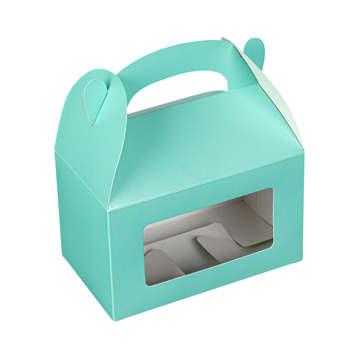Boxes, Gable & Lunch, Bio Tek 6 x 3.50 x 3.50 Inch, Paper, Turquoise, with Window,4 - 25 COUNT