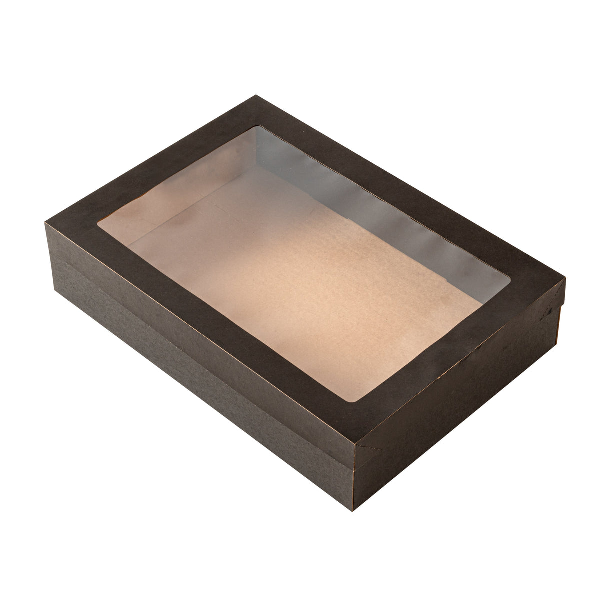 Boxes, Catering, Cater Tek 14.25 x 10 x 3.25 Inch, Paper, Black, Rectangular, with Window Lid,10 - 10 COUNT