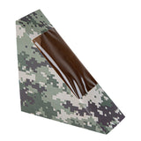 Boxes, Sandwich, Cafe Vision Small, Paper, Camouflage, 4.75 x 4.75 x 2 Inch, Wedge, with Window,8 - 25 COUNT
