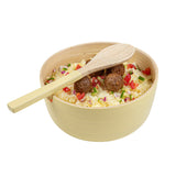 Bowls, Serving, Bambuddha 25 Ounce, Bamboo, Cream, 7.75 x 7.75 x 4 Inch, with Serving Spoon, Round,10 - 2 PIECE