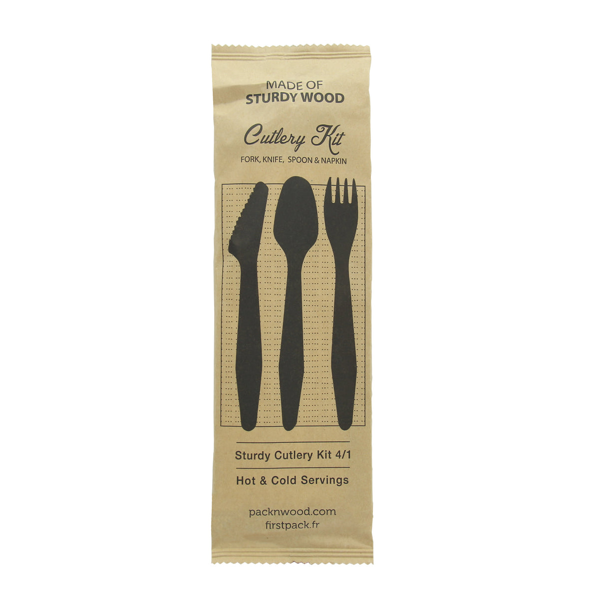 Cutlery Kits, Fork/Spoon/Knife, 4-Piece, Heavyweight Wood, 7.30 Inch, includes Napkin,250 - 4 PIECE