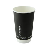 Cups, 16 Ounce, Paper, Black, 3.50 x 5.40 Inch, Double-Wall,20 - 25 COUNT