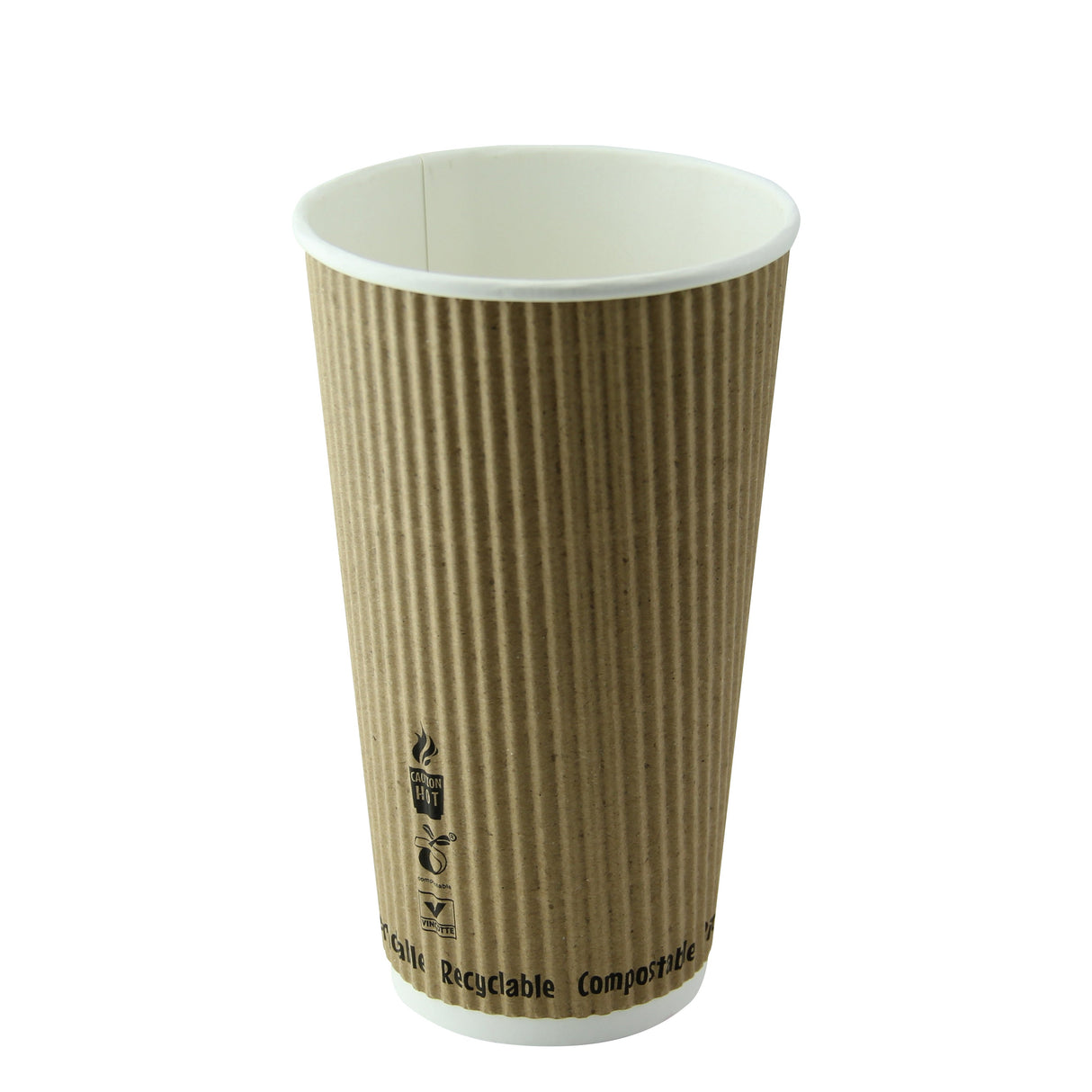 Cups, 20 Ounce, Paper, Rippled-Wall, Kraft, 3.50 x 6.10 Inch,20 - 25 COUNT
