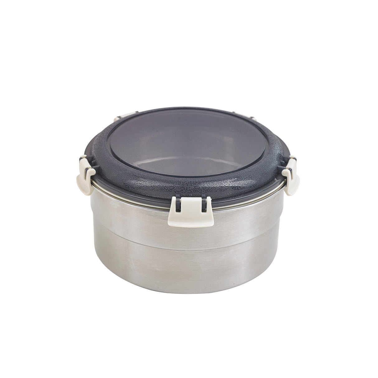 Box, Lunch, Noxbox 30 Ounce, Reusable, Round, Stainless Steel, 6.10 x 6.10 x 3.14 Inch, with Black Plastic Lid,6 - 1 EACH
