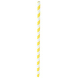 Straws, 8.30 Inch, Paper, Yellow Striped,24 - 25 COUNT
