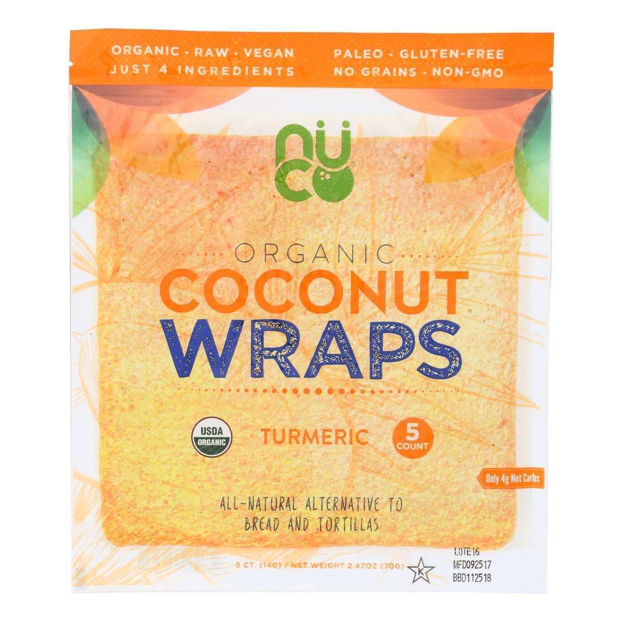 Wraps, Coconut, Turmeric, 0.5 Ounce,12 - 5 COUNT
