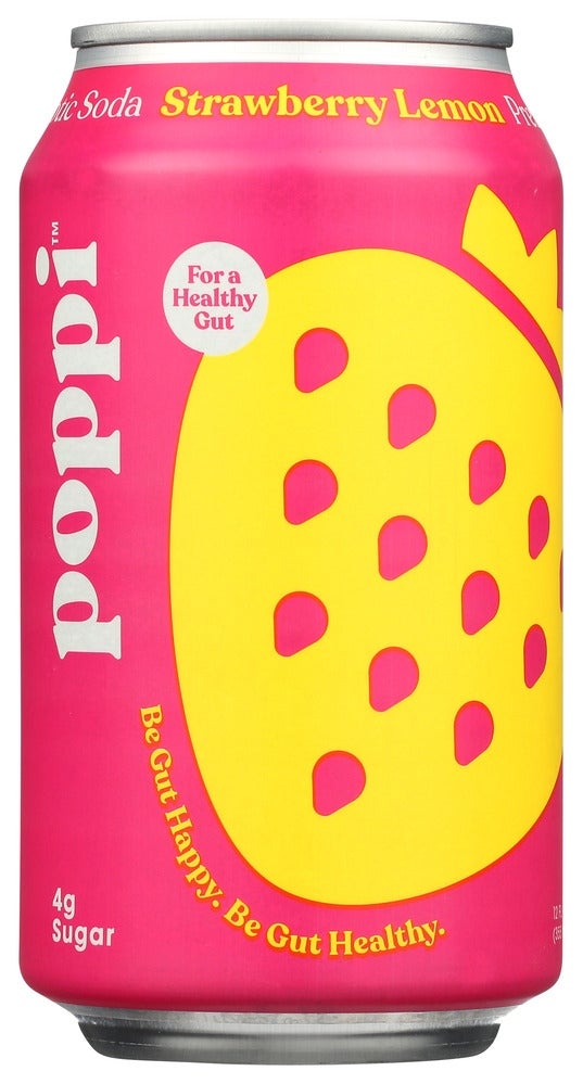 Soft Drink, Strawberry Lemon, Prebiotic, Single-Serve, Can,12 - 12 FLUID