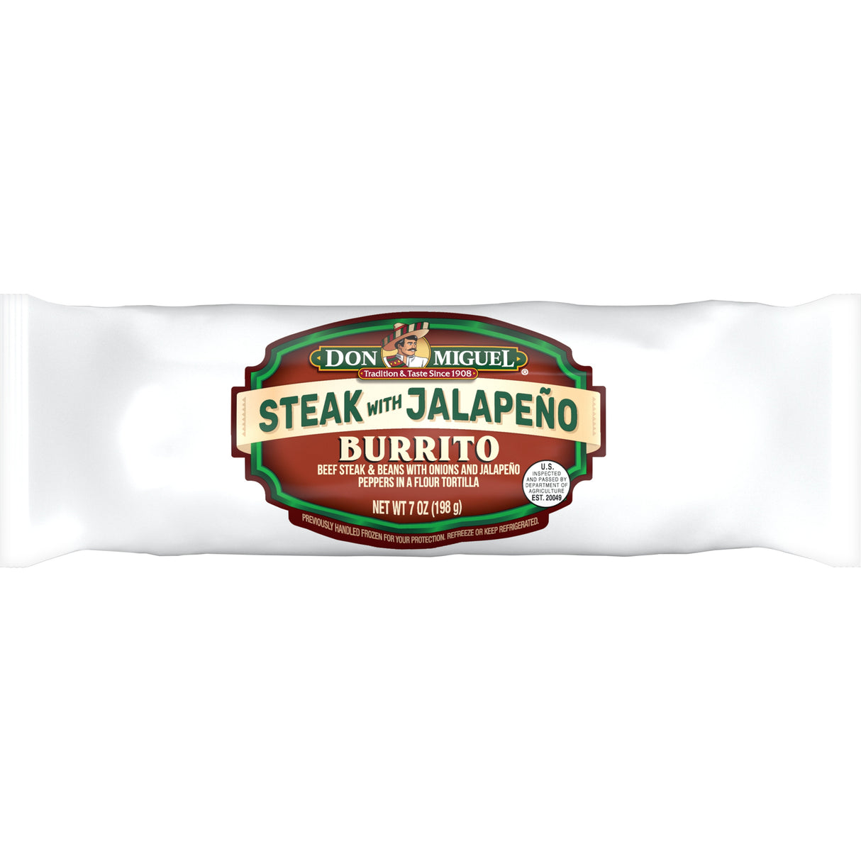 Burritos, Steak & Bean, with Jalapeno & Onion, Frozen,12 - 7 OUNCE