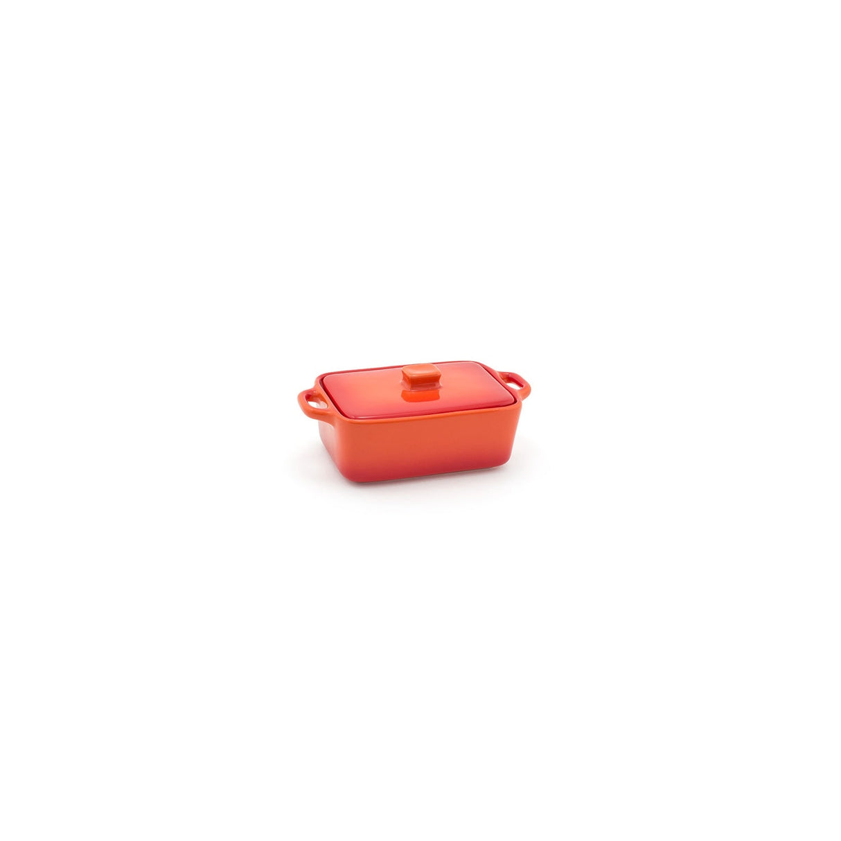 Dishes, Ovenware, Kiln, 10 Ounce, Blood Orange, 3.75 x 6.25 Inch, Rectangular, with Lid,12 - 1 EACH