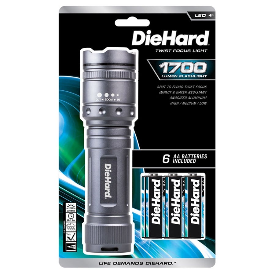 Flashlight, Twist-Focus, LED 1700 Lumen, Gray, Aluminum,1 - 1 EACH