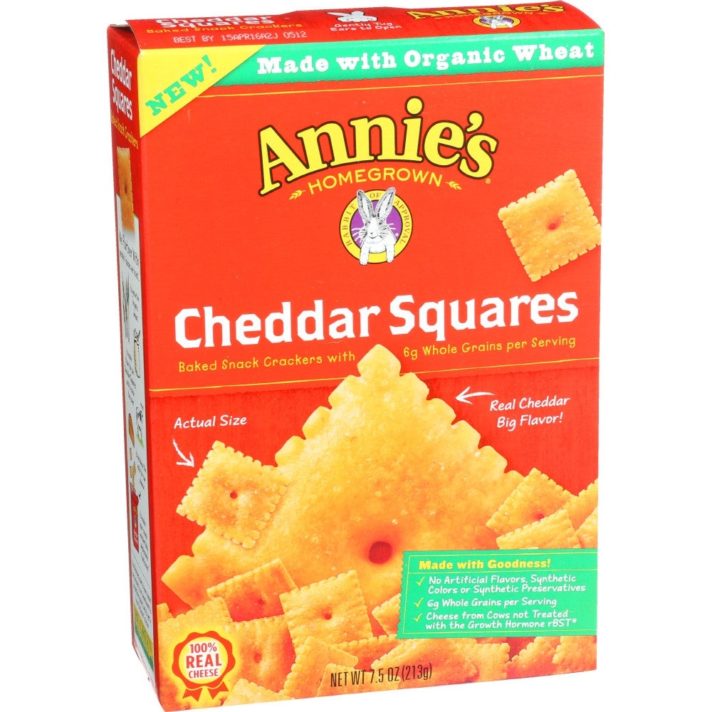 Crackers, Snack, Cheddar, Squares, Organic,12 - 7.5 OUNCE