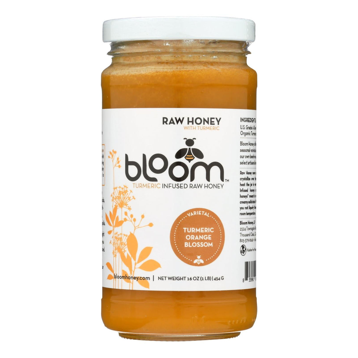 Honey, Orange Blossom, Turmeric Infused, Raw,6 - 16 OUNCE