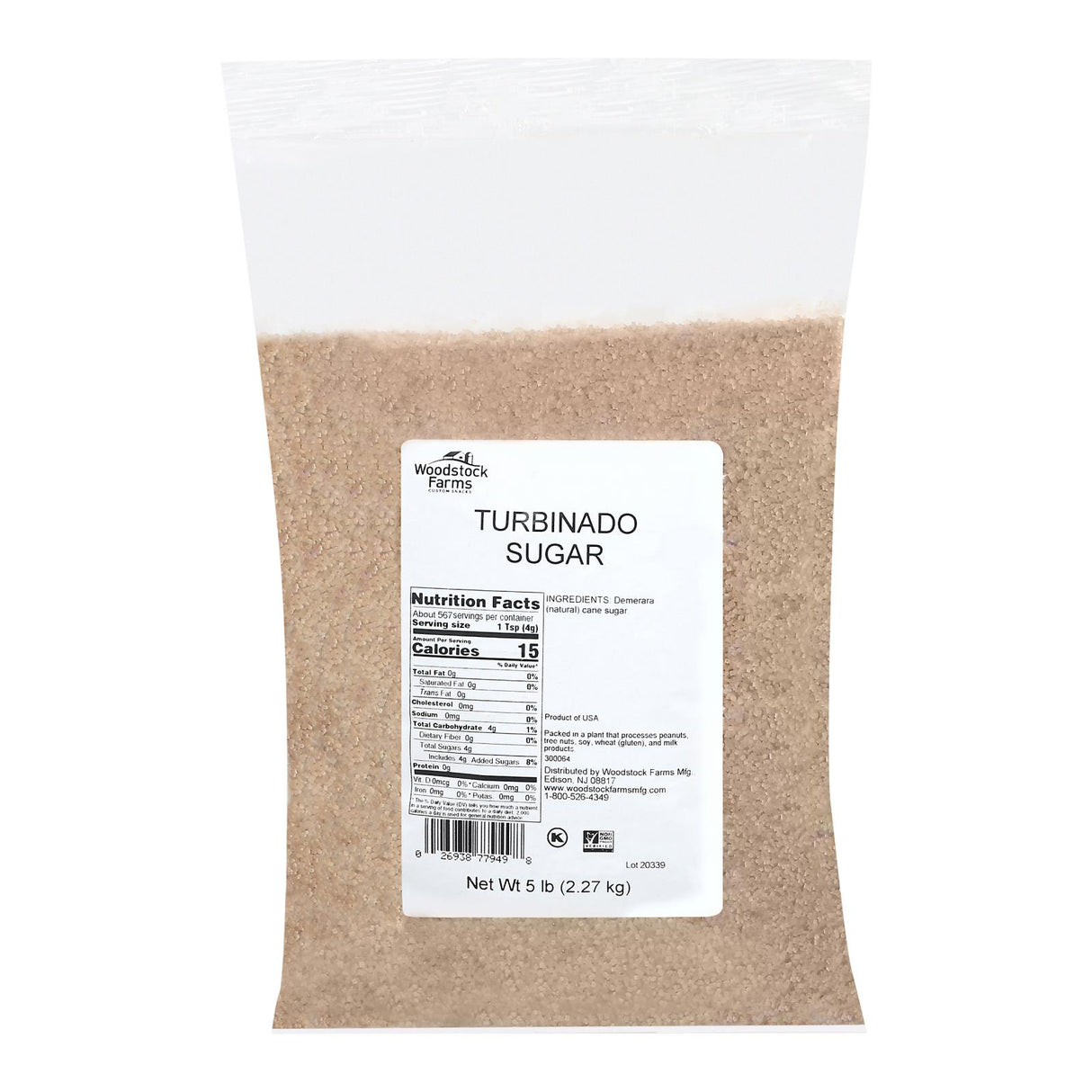 Sugar, Turbinado, Bulk,1 - 5 POUND