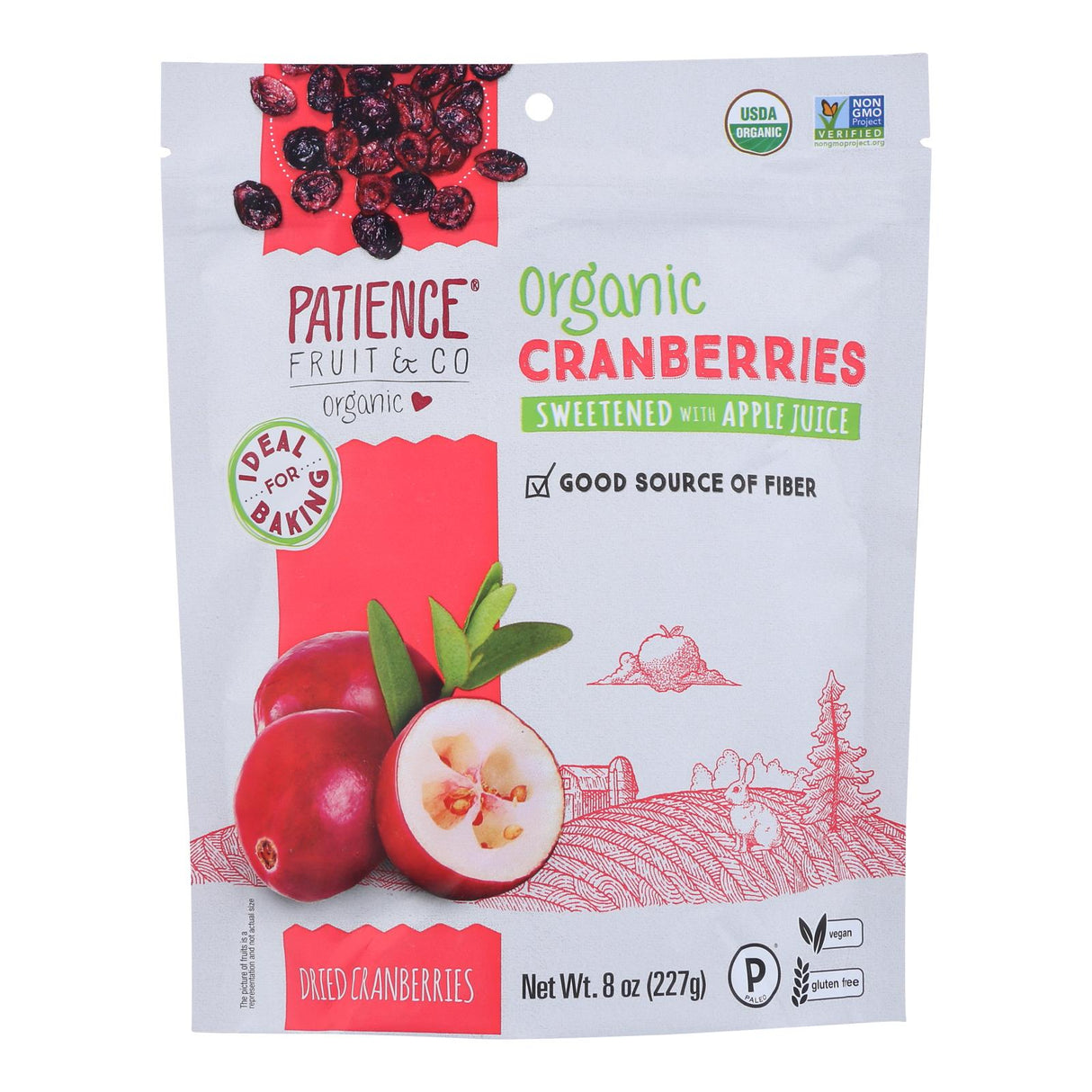 Cranberries, Sweetened with Apple Juice, Dried, Resealable Bag,6 - 8 OUNCE