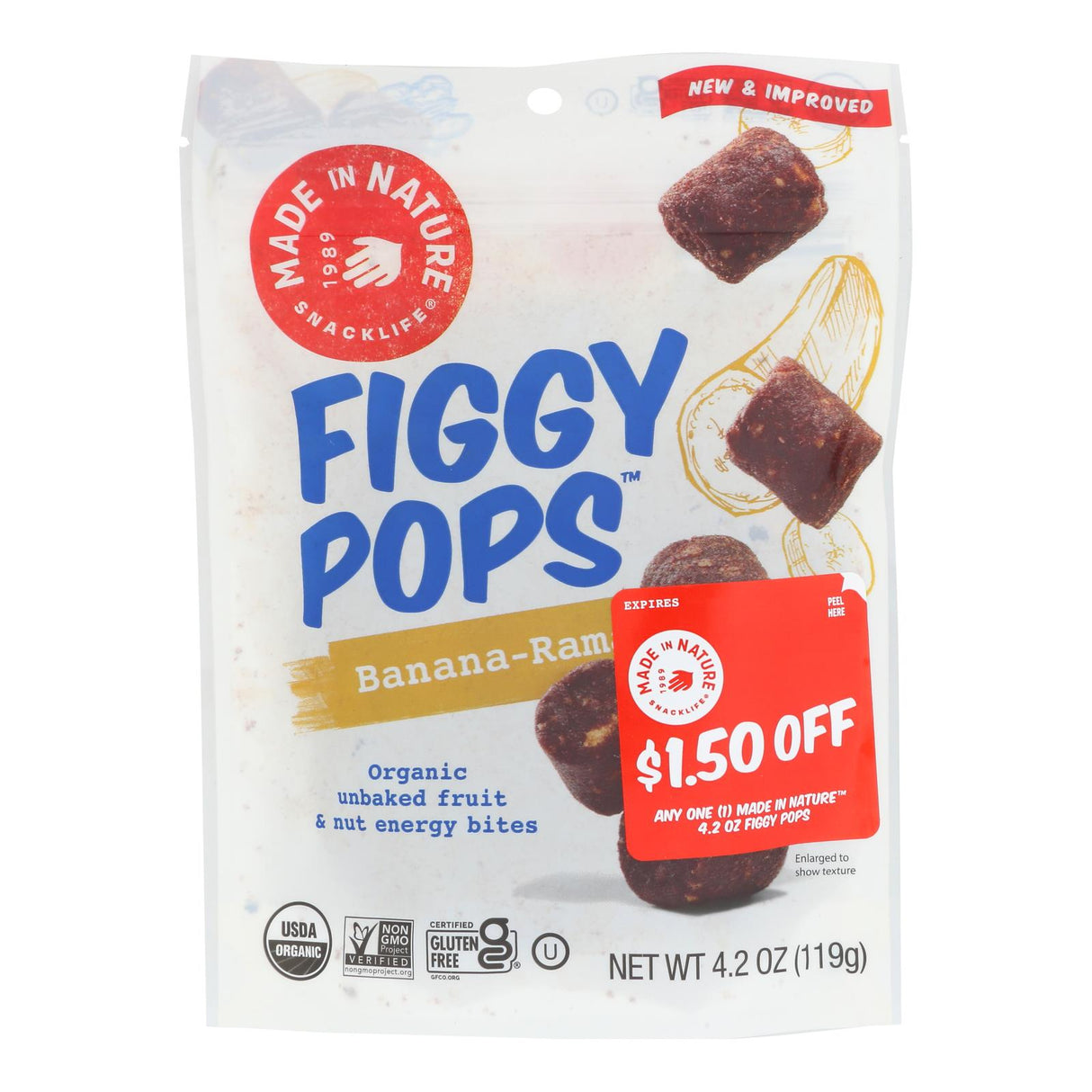 Energy Bites, Fruit & Nut, Figgy Pops, Banana-Rama,6 - 4.2 OUNCE