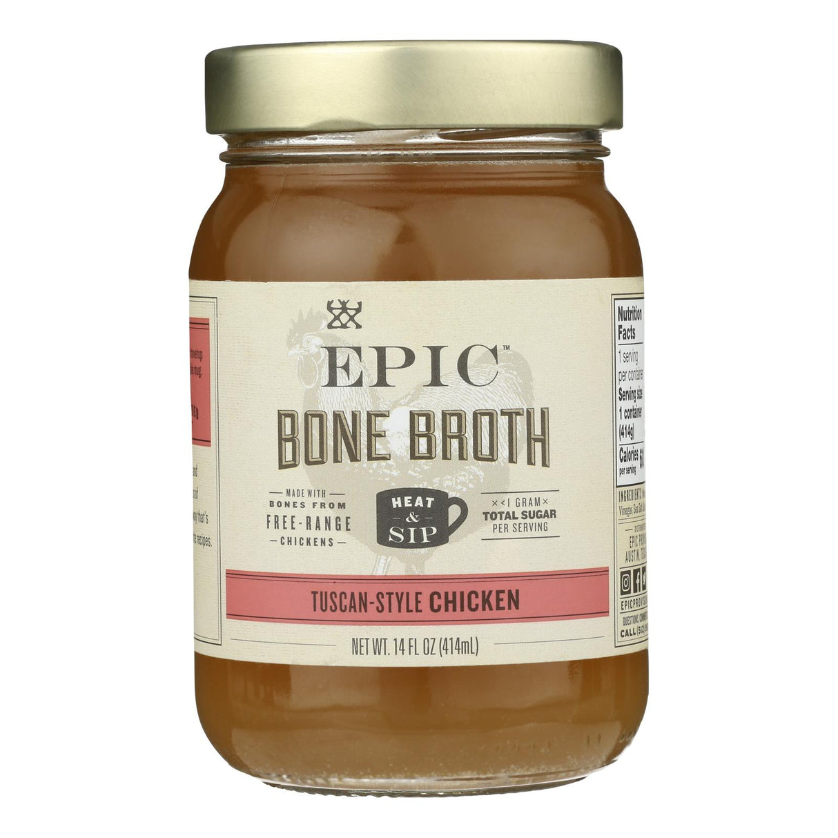 Broth, Chicken Bone, Tuscan-Style, Glass,6 - 14 FLUID