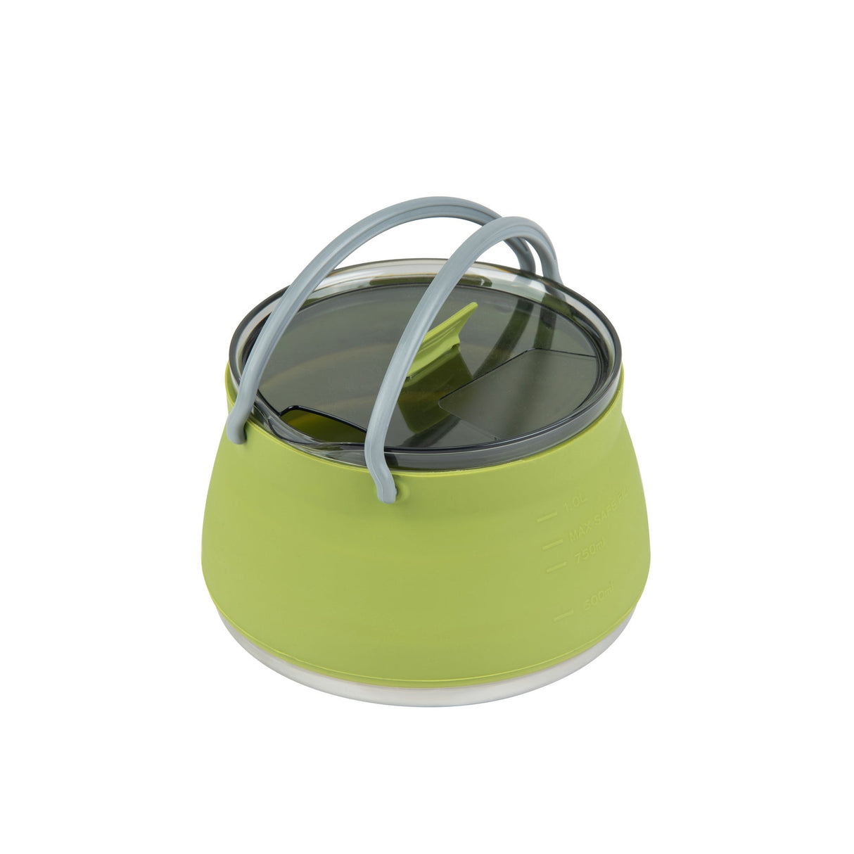 Kettle, Hi Tek 1 Liter, Collapsible, Green, Silicone, 6 x 6 x 4.25 Inch, includes Lid,1 - 1 EACH