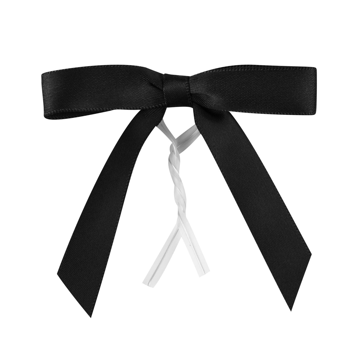 Bows, Twist Tie, Gift Tek 3 x 2.50 Inch, Black, Polyester Satin, Pre-Tied,100 - 1 EACH