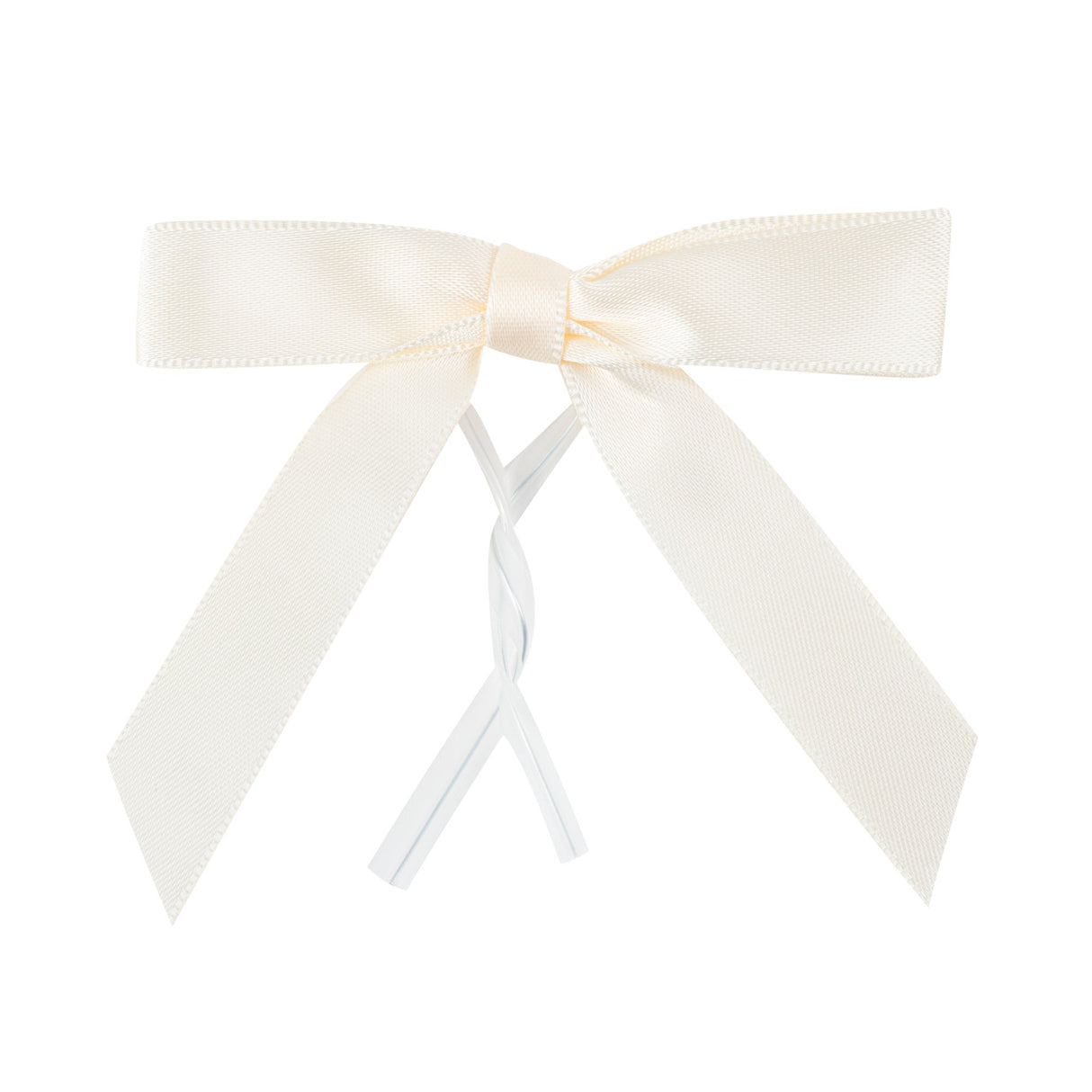 Bows, Twist Tie, Gift Tek 3 x 2.50 Inch, Ivory White, Polyester Satin, Pre-Tied,100 - 1 EACH
