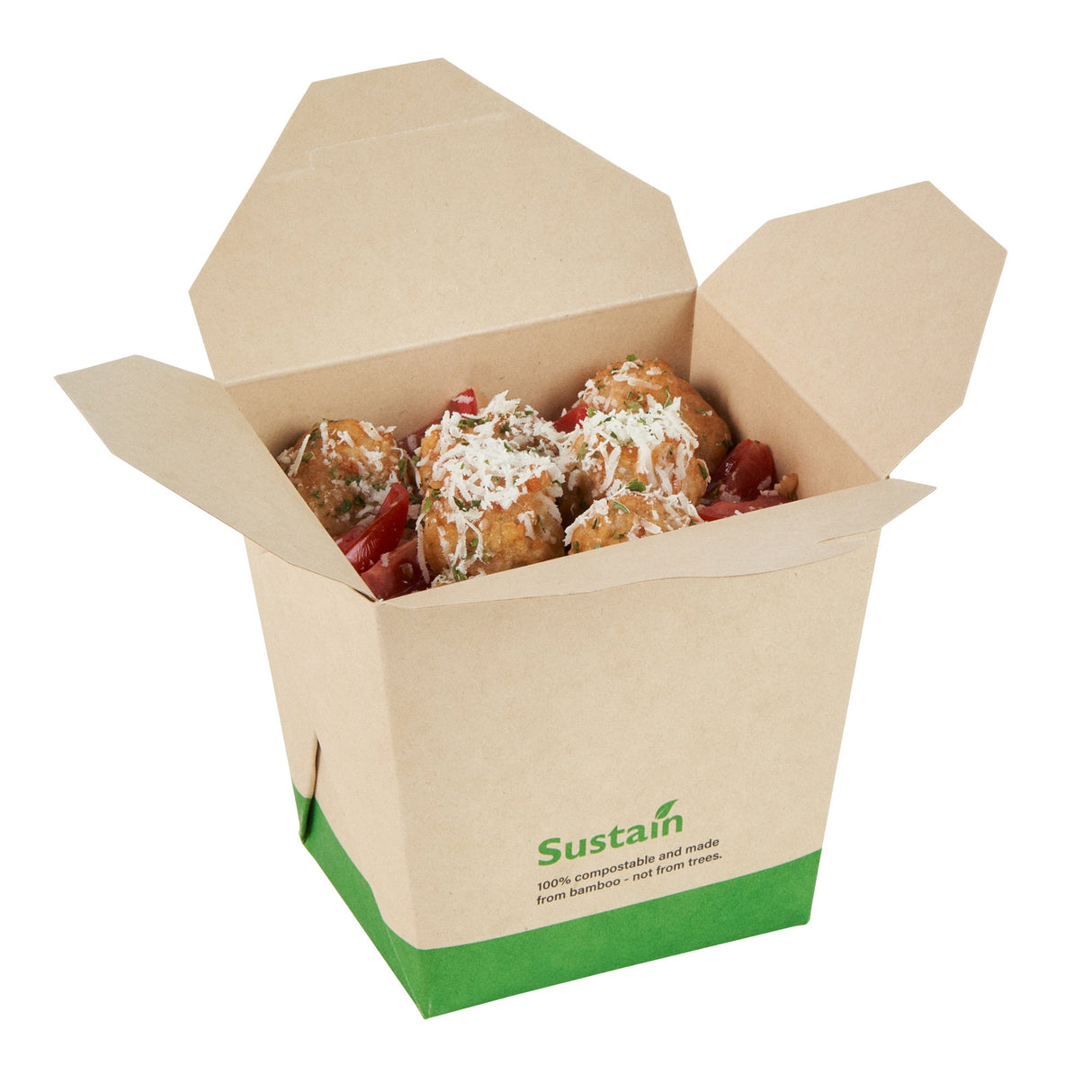 Containers, Noodle Take-Out, Sustain 26 Ounce, PLA-Lined Bamboo Paper, 4 x 3.50 x 4 Inch, Square,50 - 1 EACH