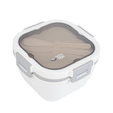 Box, Lunch, Bento Tek 58 Ounce, Microwave-Safe, White & Gray, Includes Fork & Knife, 7.25 x 7.25 x 4.25 Inch,1 - 8 PIECE