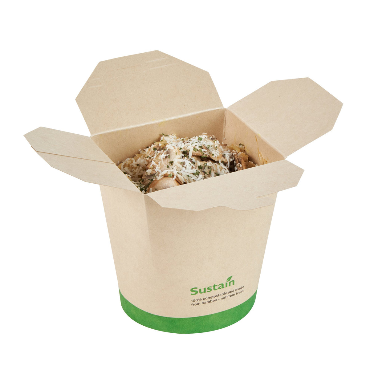 Containers, Noodle Take-Out, Sustain 32 Ounce, PLA-Lined Bamboo Paper, 4 x 3.50 x 4.50 Inch, Round,4 - 50 COUNT