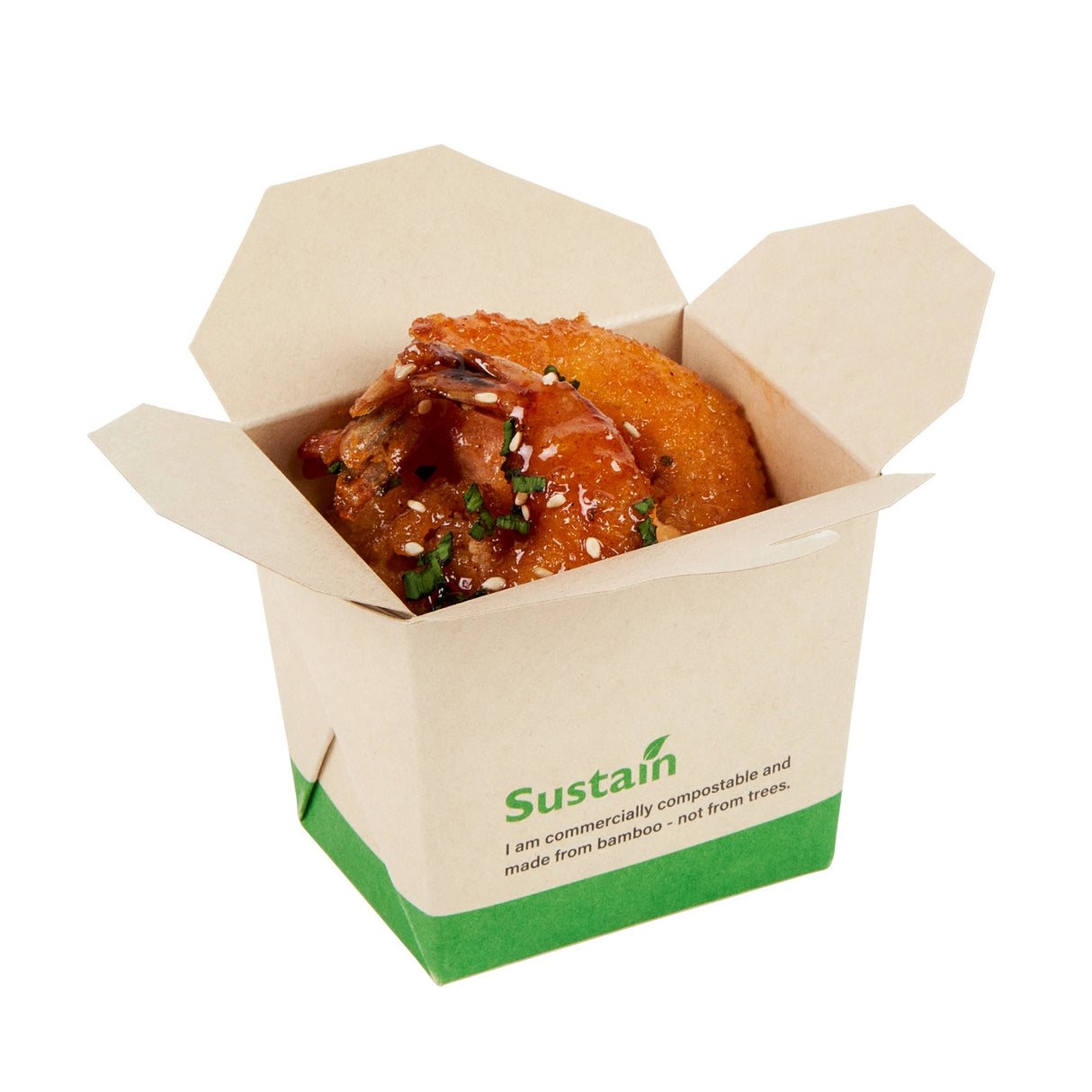 Containers, Noodle Take-Out, Sustain 8 Ounce, PLA-Lined Bamboo Paper, 2.75 x 2.25 x 2.50 Inch, Square,4 - 50 COUNT