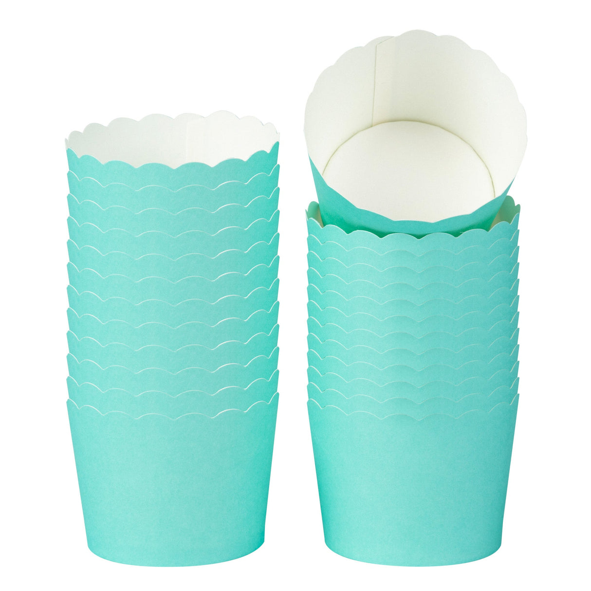 Cups, Baking, 3 Ounce, Paper, Turquoise, Scallop, Mini 2.50 x 2.50 x 1.75 Inch, Round,200 - 1 EACH