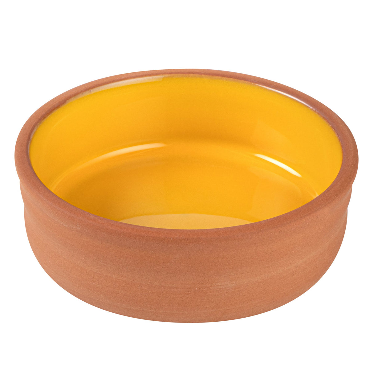 Bowls, Cazuela, Terra Tek 7 Ounce, Terracotta, Yellow Glazed Interior, 4.75 x 4.75 x 1.50 Inch, Oven-Safe,2 - 1 EACH