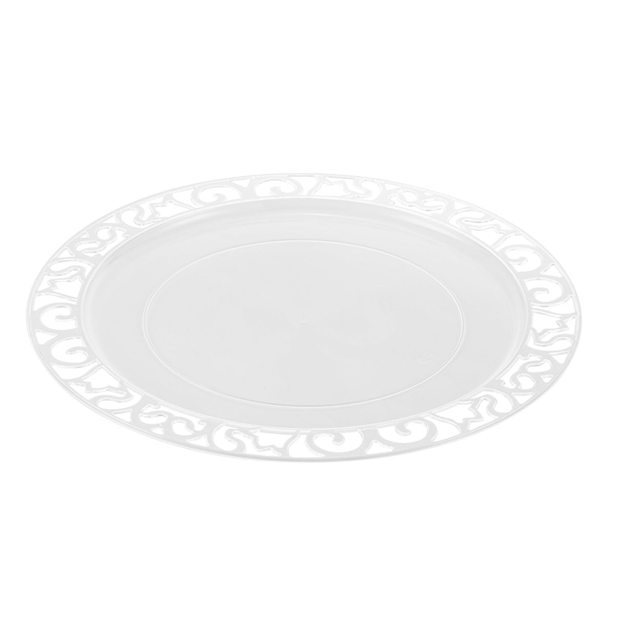 Plates, Maxi Serve 11.75 x 11.75 Inch, Plastic, Clear, with Lace Rim, Round,4 - 25 COUNT