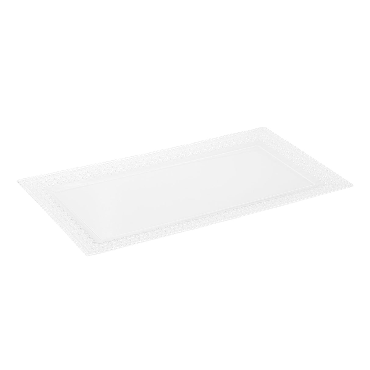 Plates, Maxi Serve 17 x 9 Inch, Plastic, Clear, with Lace Rim, Rectangular,25 - 1 EACH