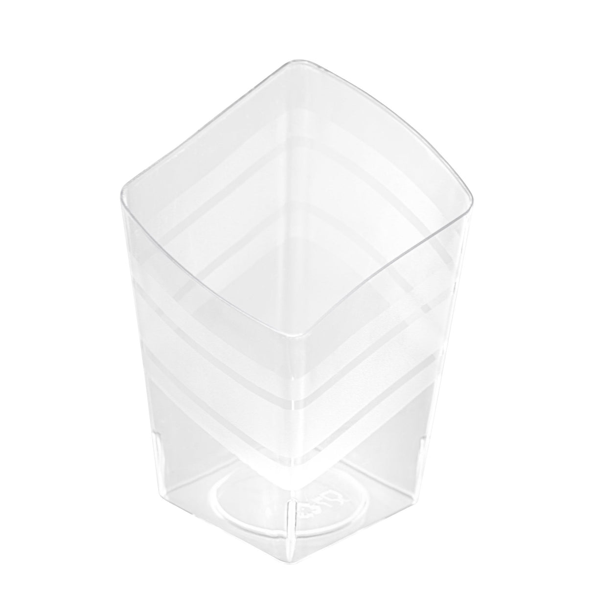 Cups, Incline, Mini Serve 3 Ounce, Plastic, Clear with Frosted Stripes, Round, 2 x 2 x 3 Inch,4 - 25 COUNT