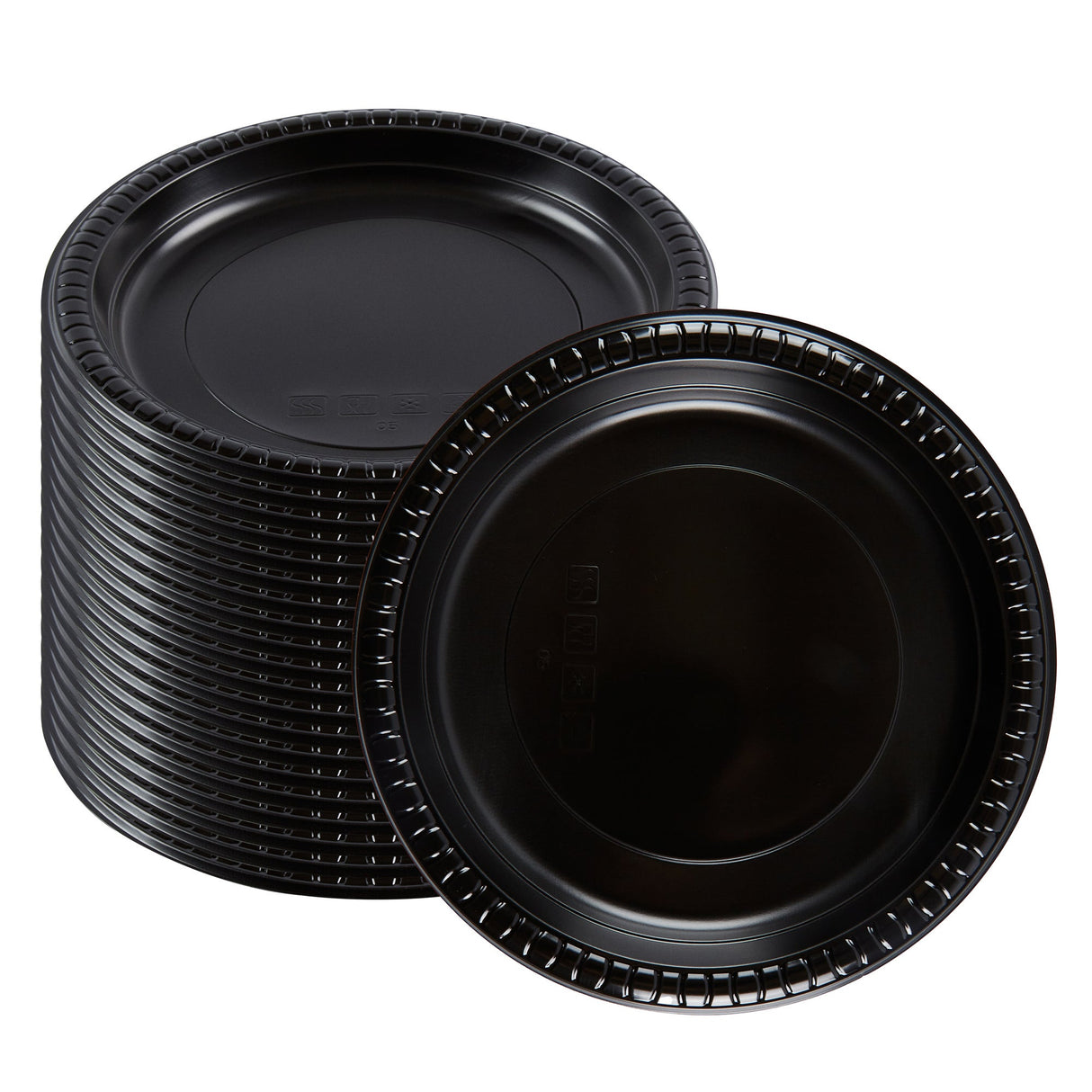 Plates, RW Base 9 x 9 x 0.75 Inch, Microwavable Plastic, Black, Round,2 - 50 COUNT
