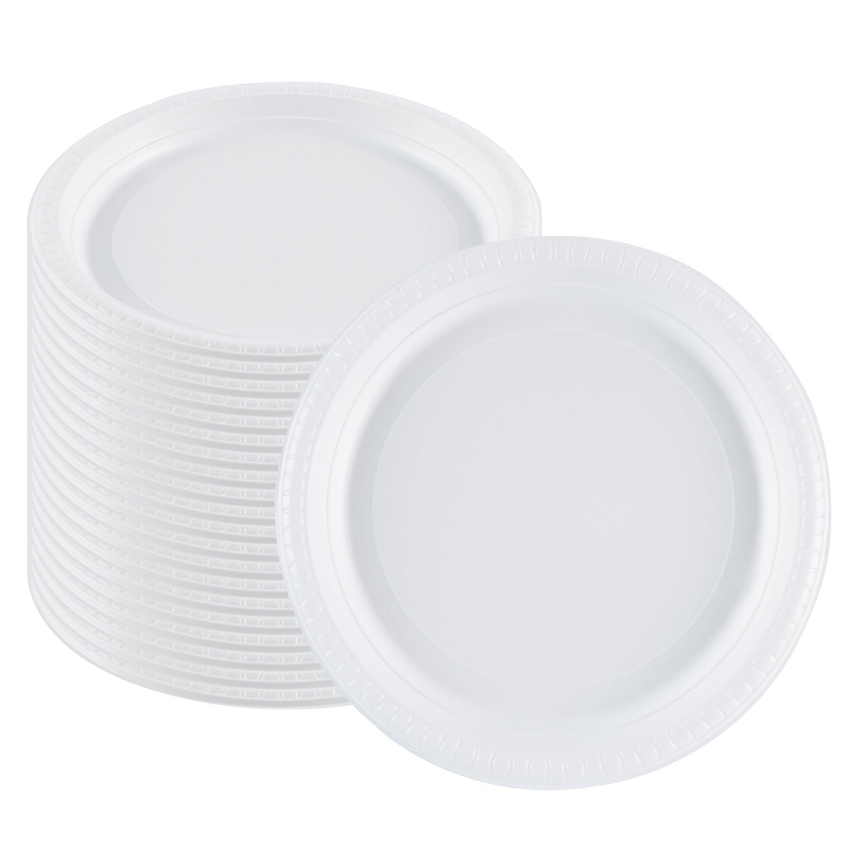 Plates, RW Base 10.25 x 10.25 x 0.75 Inch, Microwavable Plastic, White, Round,50 - 1 EACH