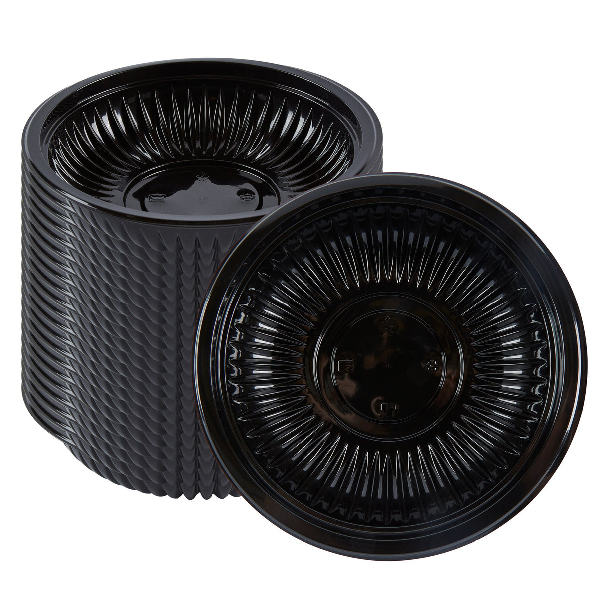 Bowls, RW Base 34 Ounce, Microwavable Plastic, Black, 9 x 9 x 2 Inch,2 - 50 COUNT