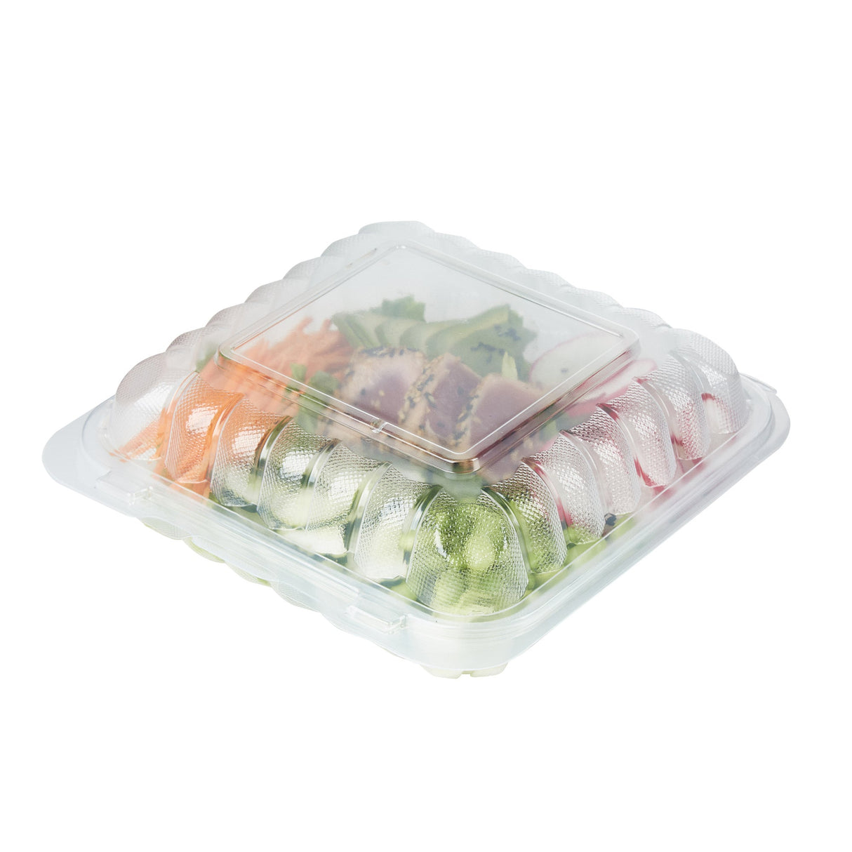 Containers, RW Base 34 Ounce, Microwavable Plastic, Clear, 8 x 8 x 3 Inch, Clamshell, Square,2 - 50 COUNT