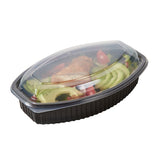 Containers, Food, RW Base 28 Ounce, Microwavable Plastic, Black, 9.25 x 5.75 x 2.75 Inch, Oval, Includes Clear Lid,2 - 50 COUNT