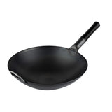 Pan, Fry, Motomori 14 Inch, Pre-Seasoned, Carbon Steel, Black, Round Bottom, Wood Handle,1 - 1 EACH