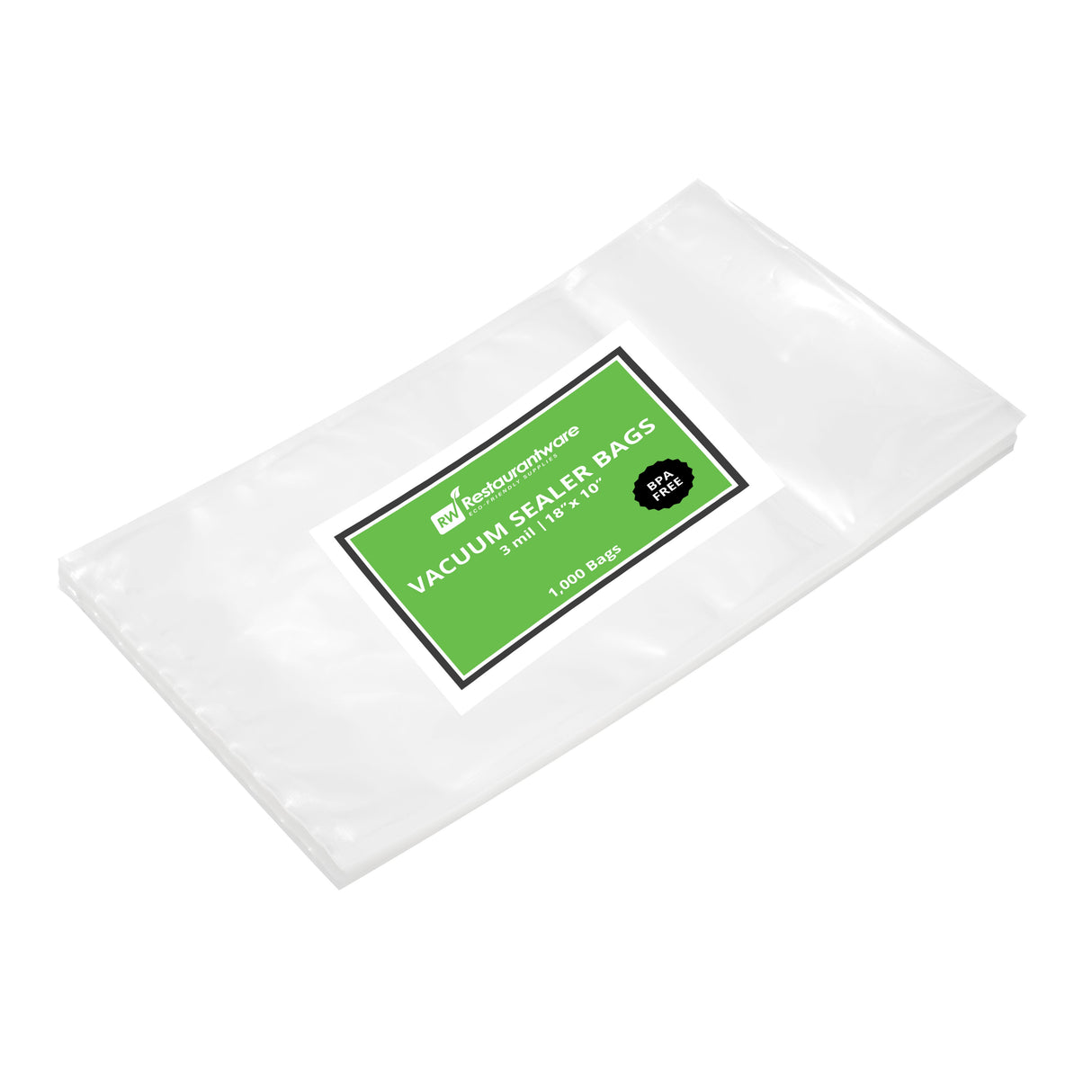 Bags, 18 x 10 Inch, Plastic, Clear, 4 Mil, for Vacuum Sealer System,1 - 1000 COUNT