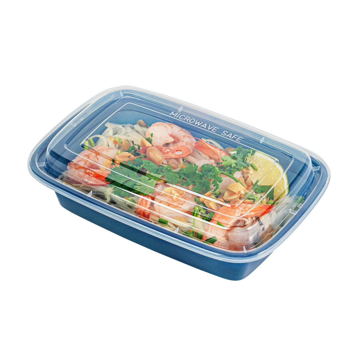 Boxes, To-Go, Asporto 24 Ounce, Microwavable Plastic, Midnight Blue, 8 x 5.25 x 1.75 Inch, Includes Clear Plastic Lid, Rectangular,2 - 50 COUNT