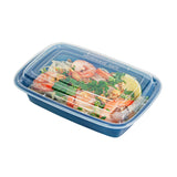 Boxes, To-Go, Asporto 24 Ounce, Microwavable Plastic, Midnight Blue, 8 x 5.25 x 1.75 Inch, Includes Clear Plastic Lid, Rectangular,2 - 50 COUNT