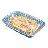 Boxes, To-Go, Asporto 28 Ounce, Microwavable Plastic, Midnight Blue, 8.75 x 6 x 1.50 Inch, Includes Clear Plastic Lid, Rectangular,2 - 50 COUNT