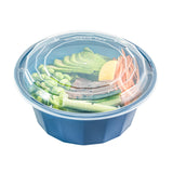 Boxes, To-Go, Asporto 32 Ounce, Microwavable Plastic, Midnight Blue, 7.25 x 7.25 x 3 Inch, Includes Clear Plastic Lid, Round,2 - 50 COUNT