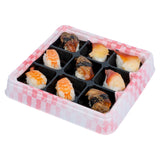 Boxes, 9-Compartment, Bento Tek 17 Ounce, Plastic, Pink & Black, 8.50 x 8.50 x 1.25 Inch, Square,2 - 50 COUNT