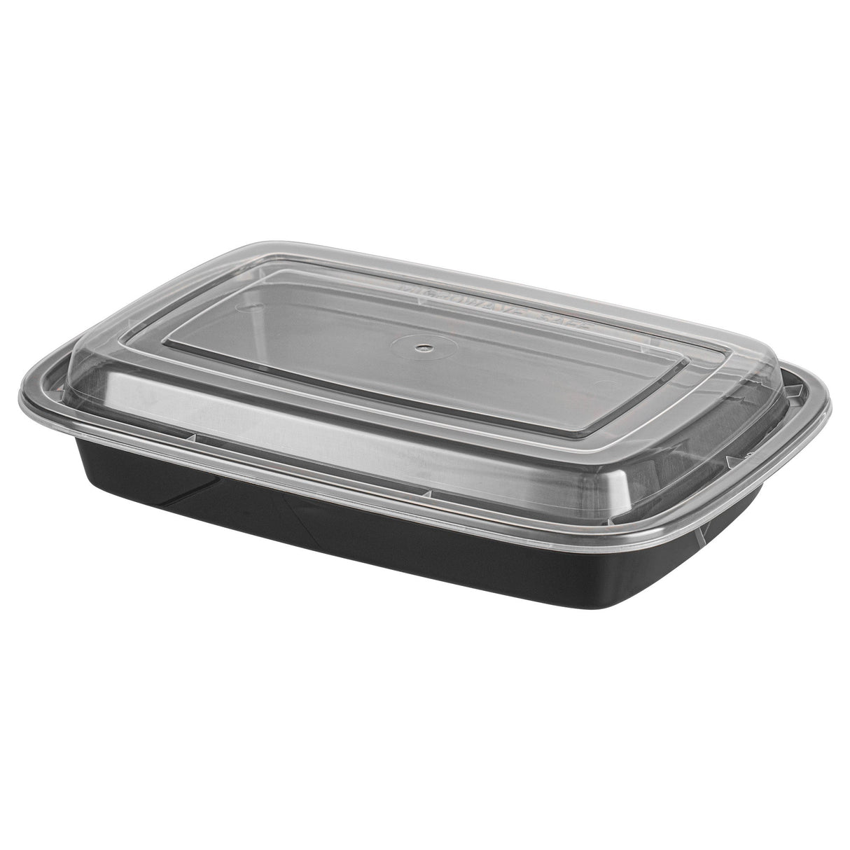 Box, To-Go, Asporto 16 Ounce, Microwavable Plastic, Black, Rectangular, 7.75 x 5.50 x 1.50 Inch, includes Clear Lid,50 - 1 EACH