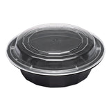 Box, To-Go, Asporto 16 Ounce, Microwavable Plastic, Black, Round, 6.25 x 6.25 x 1.75 Inch, includes Clear Lid,50 - 1 EACH