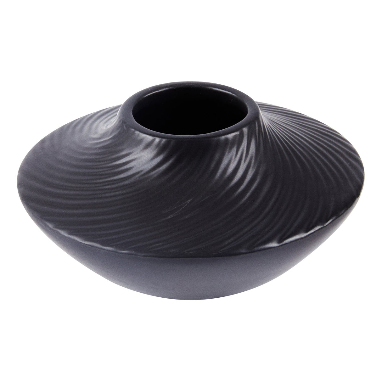 Vase, Table Art, 5.25 x 5.25 x 2.75 Inch, Ceramic, Black, Swirl Shape,1 - 1 EACH