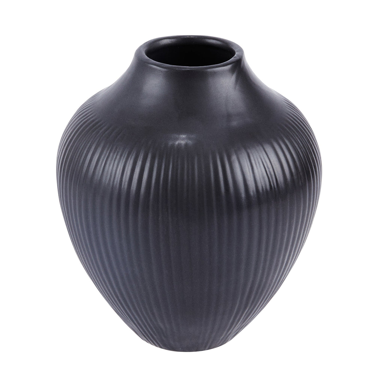 Vase, Table Art, 7 x 7 x 8 Inch, Ceramic, Black, Balloon Shape,1 - 1 EACH