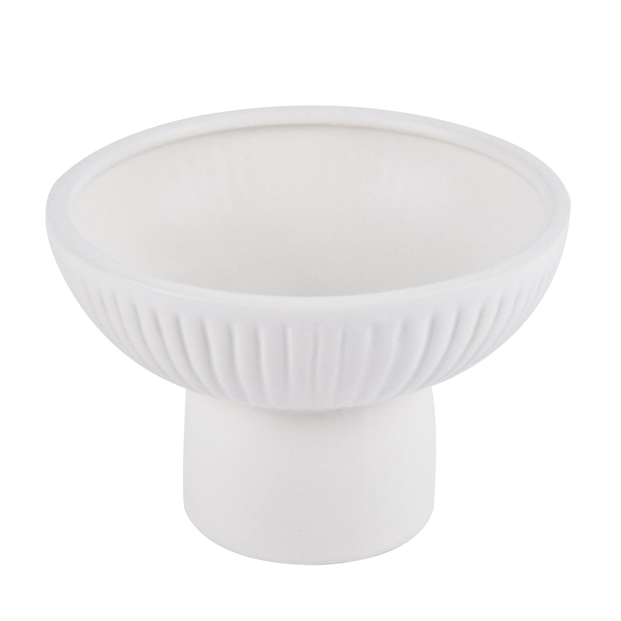Vase, Table Art, 6 x 6 x 4 Inch, Ceramic, White, Pedestal Shape,1 - 1 EACH